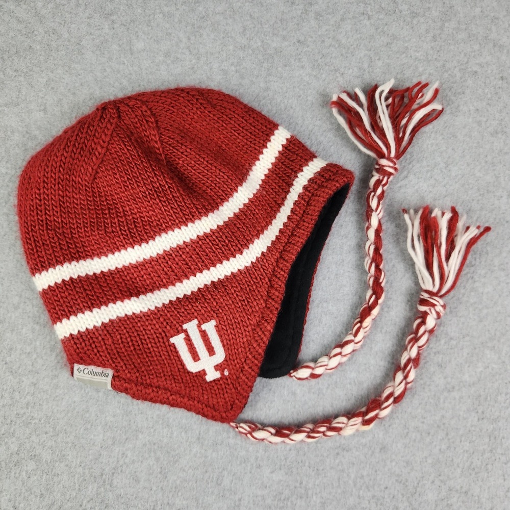 Columbia‎ Beanie Unisex OS Red Indiana University Hoosiers Knit Earflap Hat 2118